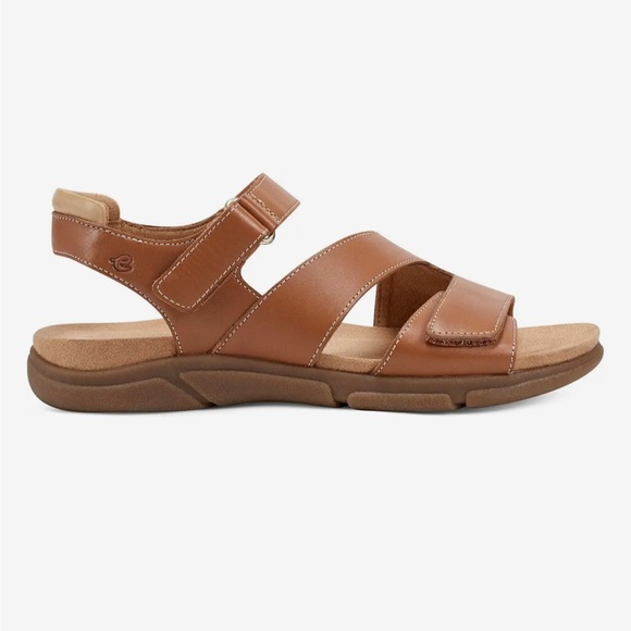 NEW Easy Spirit Mavey Medium Brown Leather Sandals, Size 7, New in Box - Picture 1 of 6